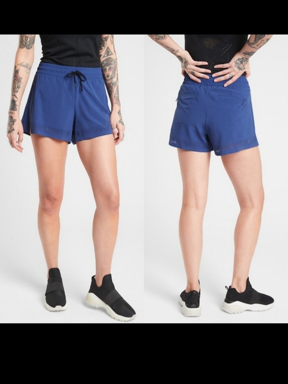 Athleta "Baja Short 2.0" Laser Cut Perforated Blue Athletic | Women's Size 2